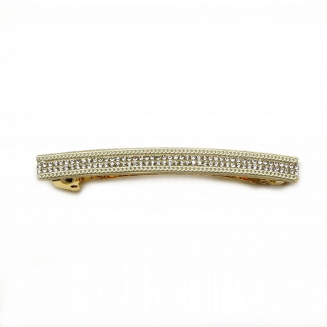 Barrette cheveux longue 9.5cm chaine strass - crème