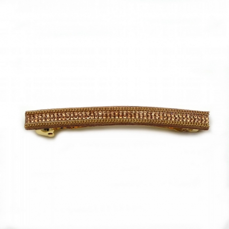 Barrette cheveux longue 9.5cm chaine strass - camel