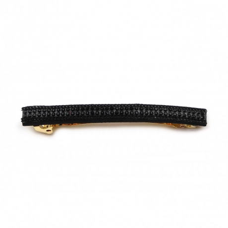 Barrette cheveux longue 9.5cm chaine strass - noir