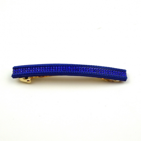 Barrette cheveux longue 9.5cm chaine strass - bleu