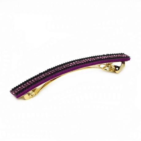 Barrette cheveux longue 9.5cm chaine strass - violet