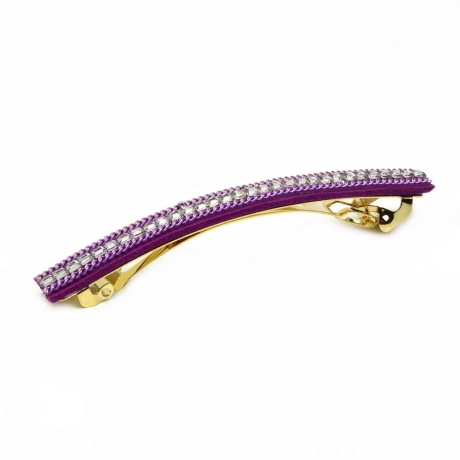 Barrette cheveux longue 9.5cm chaine et strass - violet