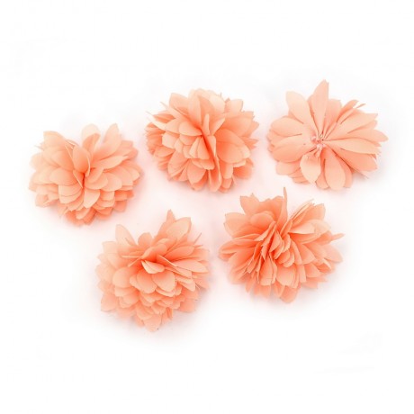 Lot de 5 petites fleurs en tissu satin - saumon