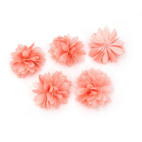 Lot de 5 petites fleurs en tissu satin - rose