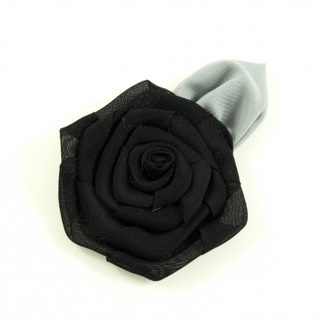 Fleur avec feuille en tissu 6cm - Noir