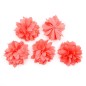 Lot de 5 petites fleurs en tissu satin - corail