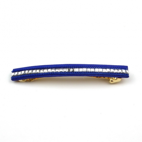 Barrette cheveux longue 9.5cm chaine et strass - bleu