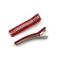 Lot de 2 pinces cheveux crocodile strass 4.8cm - rouge Lot de 2 pinces cheveux crocodile strass 4.8cm - rouge