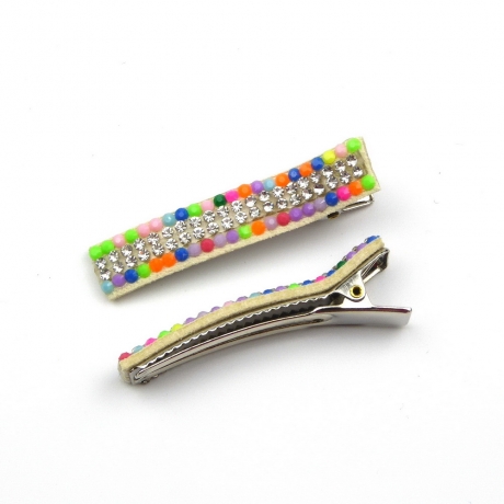 Lot de 2 pinces cheveux crocodile strass 4.8cm - multicolor clair
