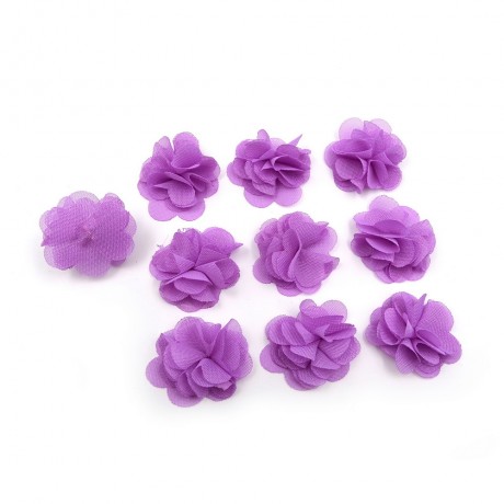 Lot de 10 petites fleurs en tissu voile mauve