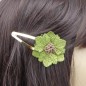 Pince clip doré 7cm fleur tissu satiné - Camel Pince clip doré 7cm fleur tissu satiné - Camel