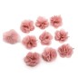 Lot de 10 petites fleurs en tissu voile vieux rose