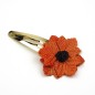 Pince clip doré 7cm fleur tissu satiné - orange Pince clip doré 7cm fleur tissu satiné - orange