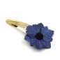Pince clip doré 7cm fleur tissu satiné - bleu Pince clip doré 7cm fleur tissu satiné - bleu