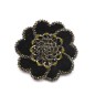 Broche clip fleur velour et perles 8cm - noir marron Broche clip fleur velour et perles 8cm - noir marron
