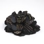 Broche clip fleur velours 10cm - noir or