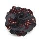 Broche clip fleur velours 10cm - noir rouge