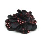 Broche clip fleur velours 10cm - noir rouge
