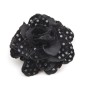 Broche clip fleur velours 10cm - noir