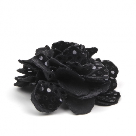 Broche clip fleur velours 10cm - noir
