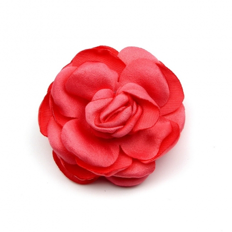 2 broches clip fleur satin 4.5cm - Corail
