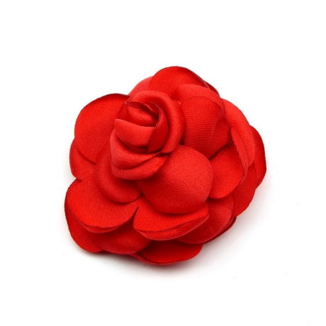 2 broches clip fleur satin 4.5cm - Rouge vif