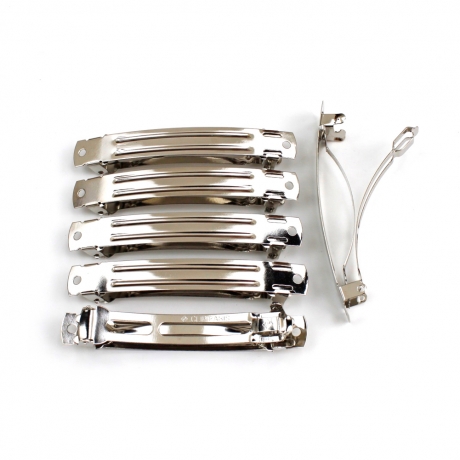 50 barrettes "Clip Paris" 8cmx1cm monture argenté rhodié