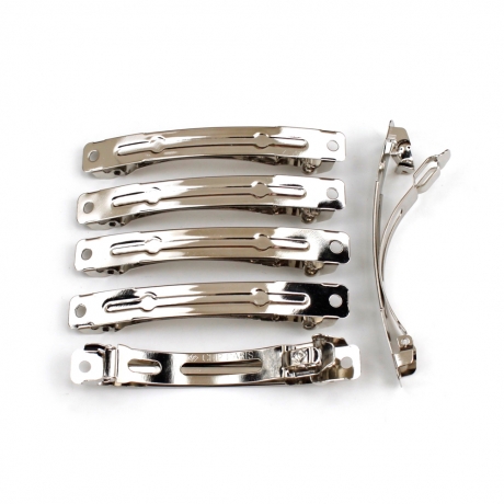 50 barrettes "Clip Paris" 7cmx0,9cm monture argenté rhodié
