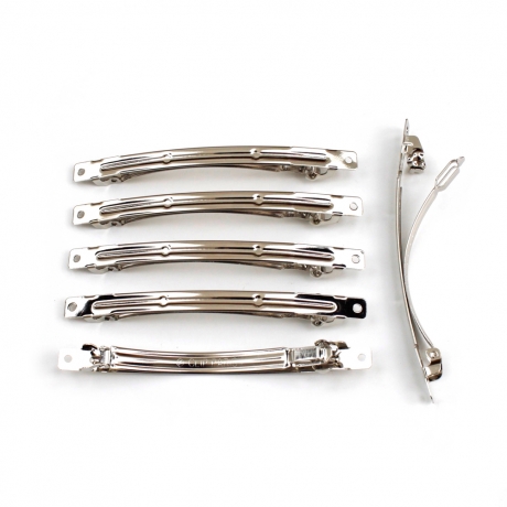 10 barrettes fines "Clip Paris" en métal argenté 8cmx0,6cm