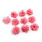 Lot de 10 petites fleurs en tissu voile rose foncé