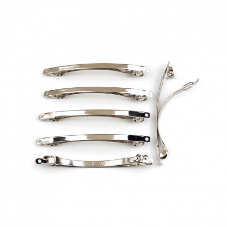 50 barrettes fines "Clip Paris" en métal 7cmx0,3cm - argenté