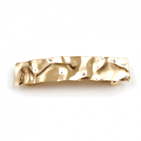 Barrette cheveux métal design martelé 8.5cm - doré
