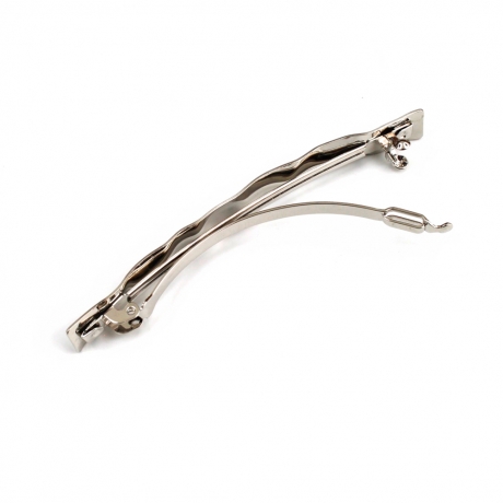 Barrette fine design martelé en métal 8.5cm - argenté