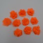 Lot de 10 petites fleurs en tissu voile orange fluo
