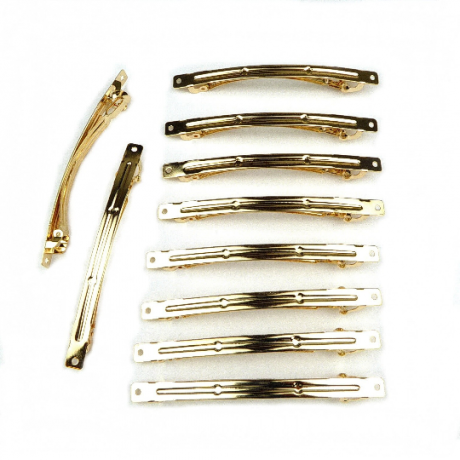10 barrettes fines "Clip Paris" en métal doré 7cmx0,6cm