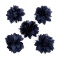 Lot de 5 petites fleurs en tissu satin - marine
