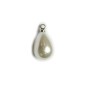 Lot de 6 perles pendentif goutte sur tige argenté - blanc Lot de 6 perles pendentif goutte sur tige argenté - blanc