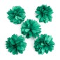 Lot de 5 petites fleurs en tissu satin - vert émeraude