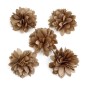 Lot de 5 petites fleurs en tissu satin - beige foncé