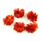 Lot de 5 petites fleurs en tissu satin - rouge orangé