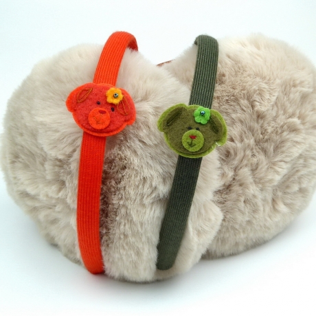 Lot de 2 serres tête enfant tête chien - orange vert
