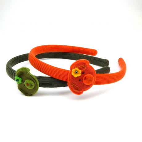 Lot de 2 serres tête enfant tête chien - orange vert