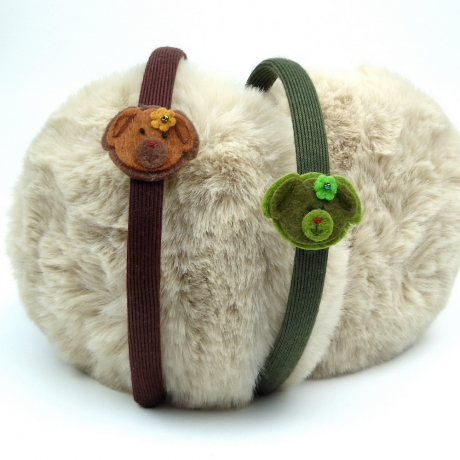 Lot de 2 serres tête enfant tête chien - marron vert
