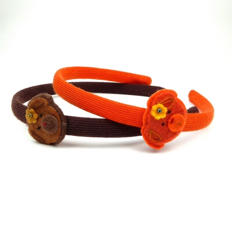Lot de 2 serres tête enfant tête chien - marron orange