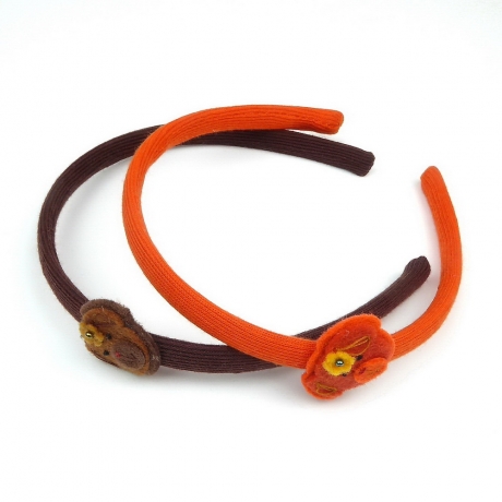 Lot de 2 serres tête enfant tête chien - marron orange