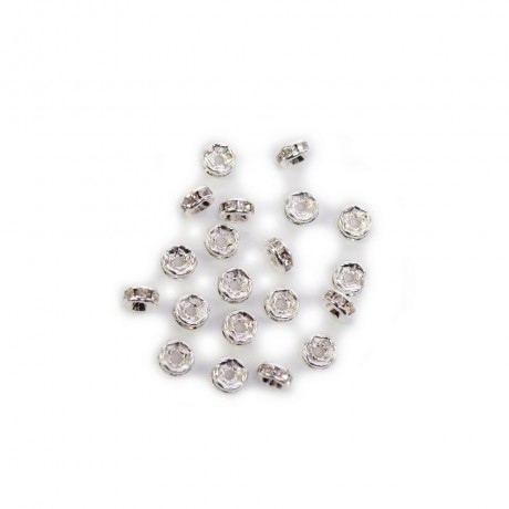 Lot 20 perles 5mm rondelles intercalaires strass argenté