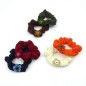 Lot de 2 chouchous enfant fleur brodée - marron vert