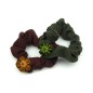 Lot de 2 chouchous enfant fleur brodée - marron vert