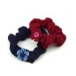 Lot de 2 chouchous enfant fleur brodée - marine et rouge