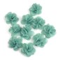Lot de 10 petites fleurs en tissu voile bleu cyan